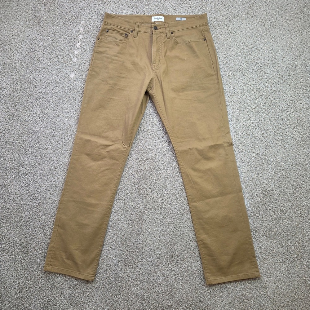 Goodfellow & Co Mens Slim Chino Pants Tan Brown 34x32 Stretch Trousers